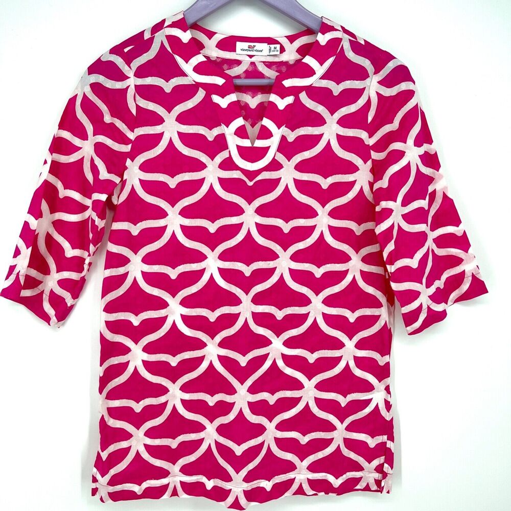 Vineyard Vines Girls Whale Tail Pink Tunic Swim Cover Up Size M 10-12